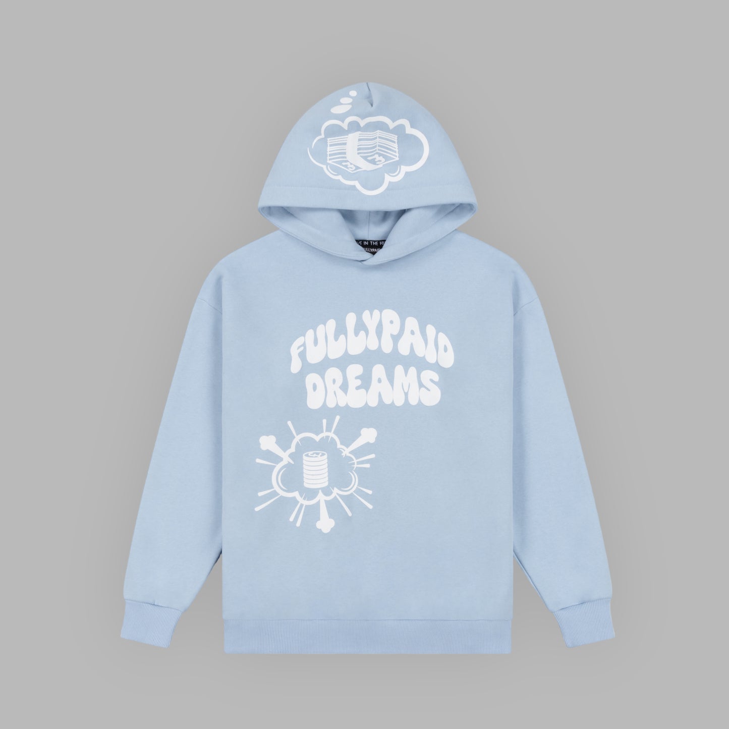 FELPA CON CAPPUCCIO DREAMS | AZZURRO CIELO / BIANCO