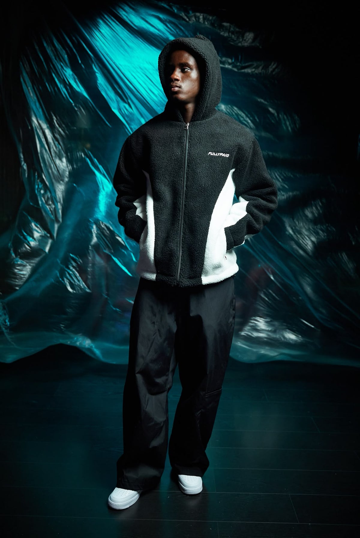 FULLYPAID BLACK/ WHITE FLEECE JACKET