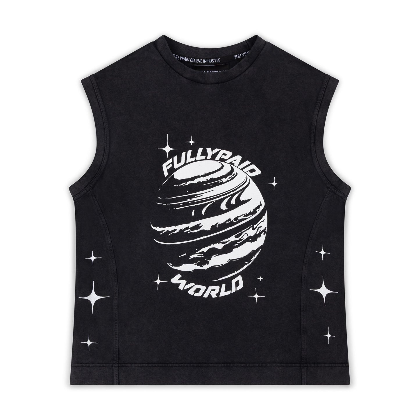 WORLD BLACK ACID WASH VEST