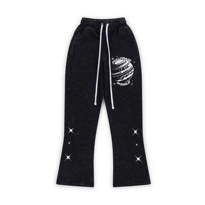 WORLD JOGGERS BLACK ACID WASH
