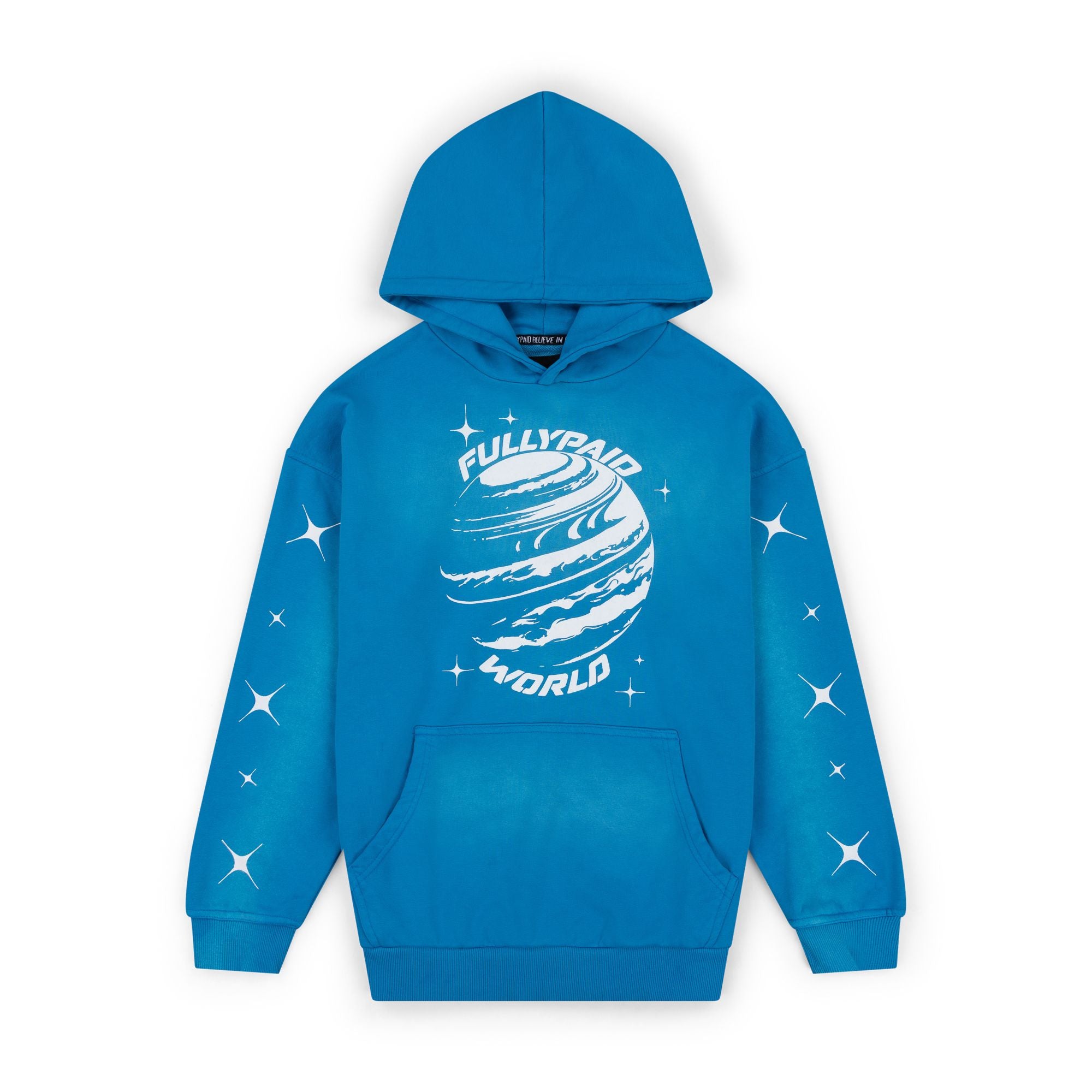 WORLD BLUE | WHITE ACID WASH HOODIE