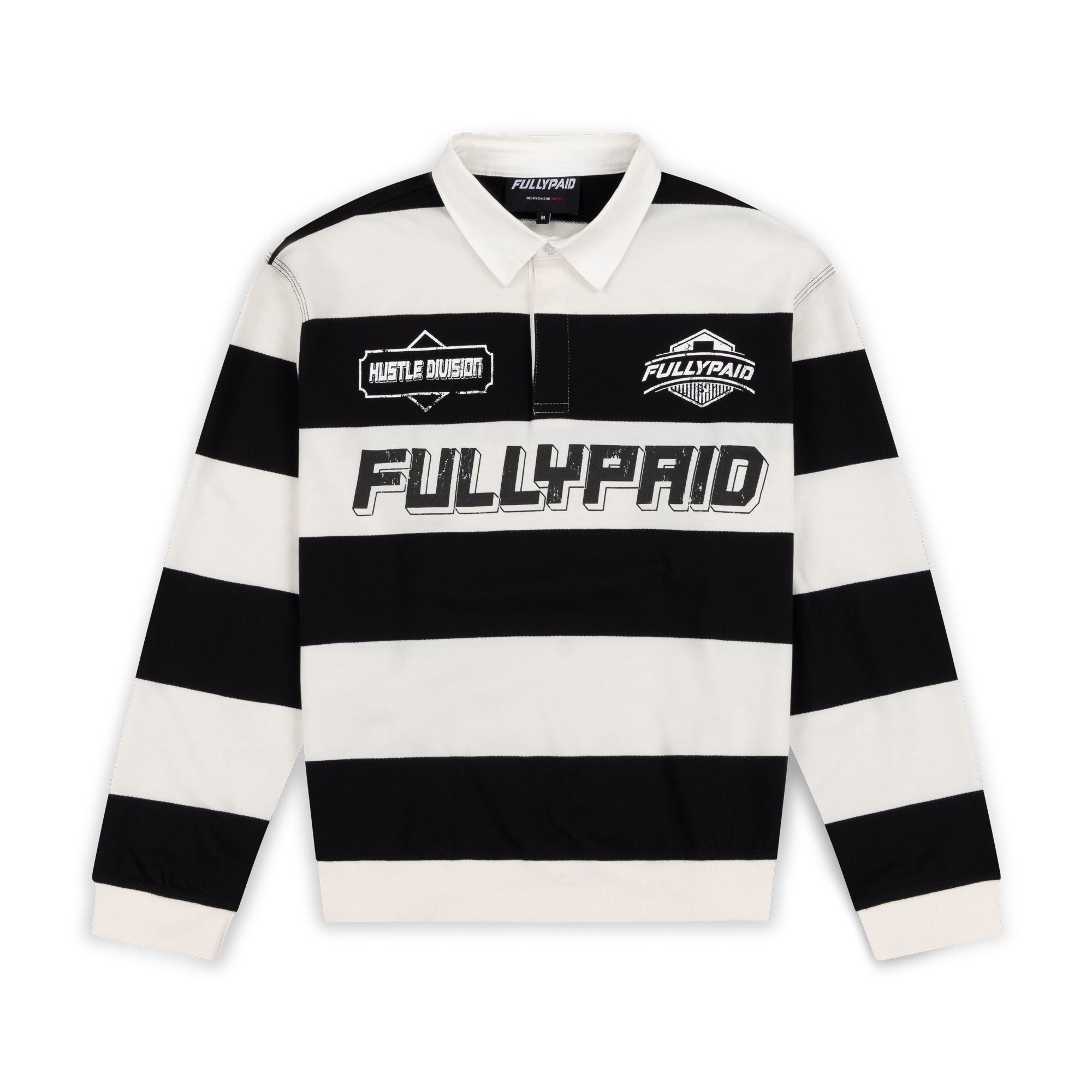 HUSTLE DIVISION POLO TOP | BLACK / WHITE