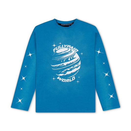 WORLD BLUE | WHITE ACID WASH LONGSLEEVE