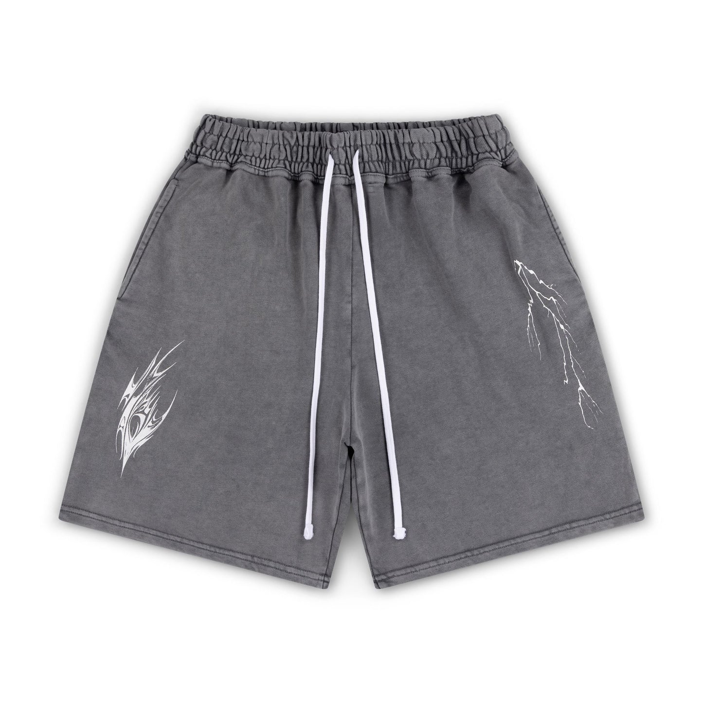 GREY ACID WASH SHORTS