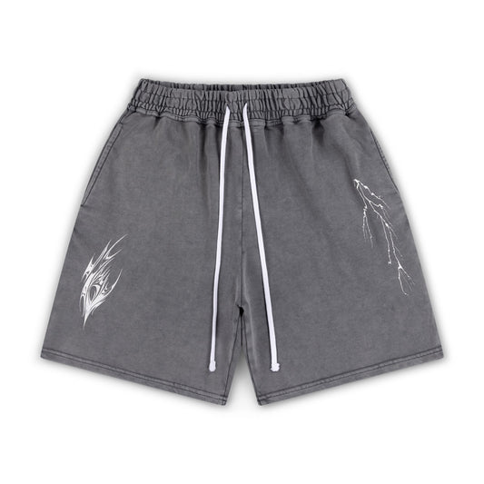 GREY ACID WASH SHORTS