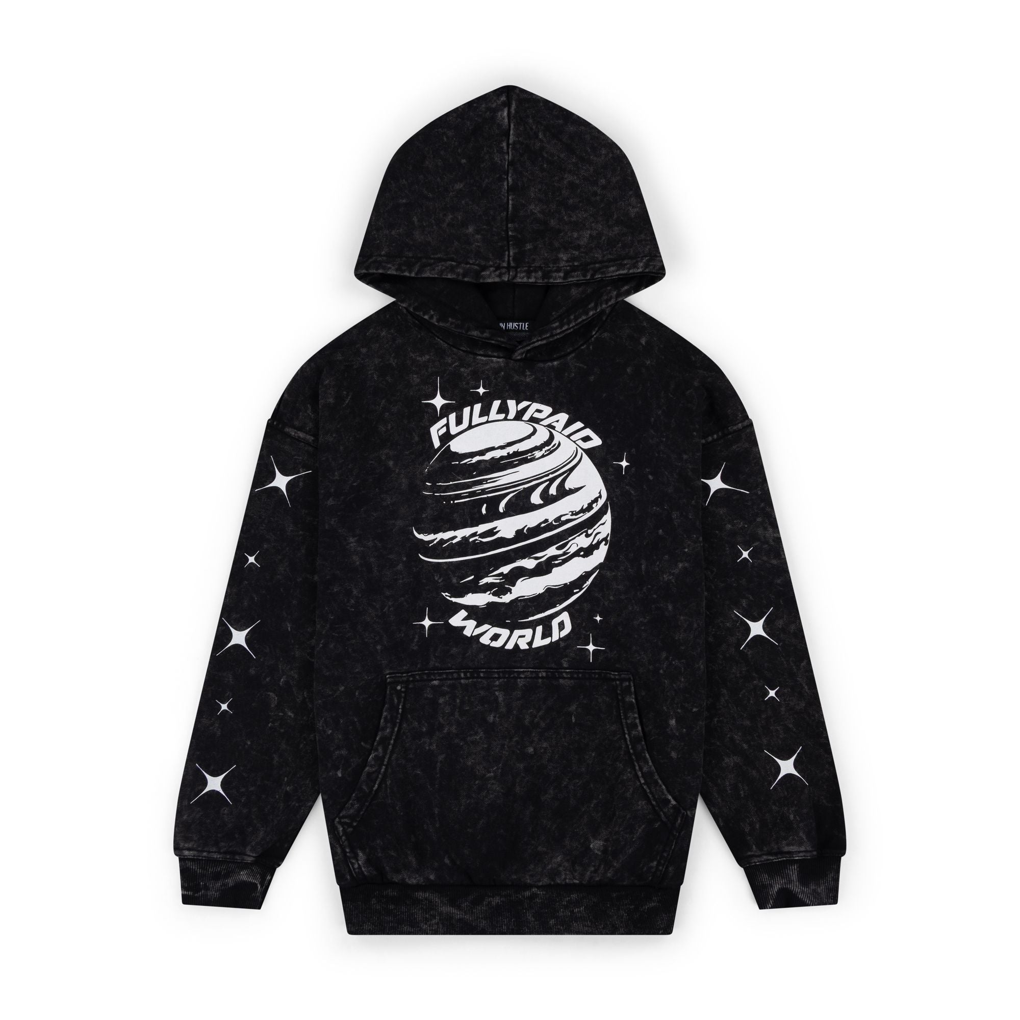 WORLD HOODIE BLACK ACID WASH