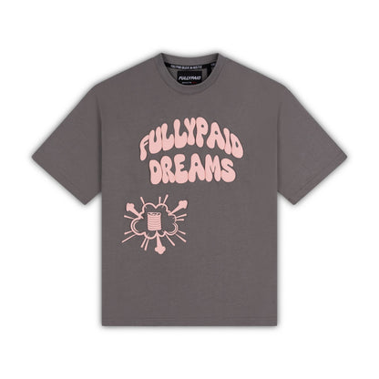 DREAMS OVERSIZED T-SHIRT | CHARCOAL GREY PINK
