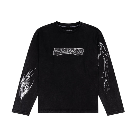 ACID WASH LONG SLEEVE TEE | BLACK