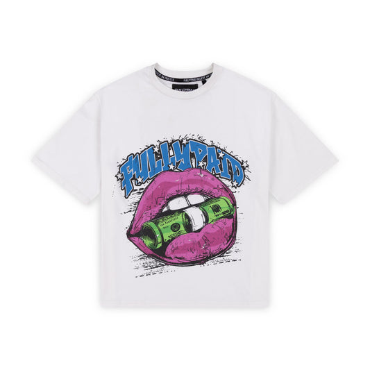 FULLYPAID WHITE WASH MOUTH GRAPIC T SHIRT