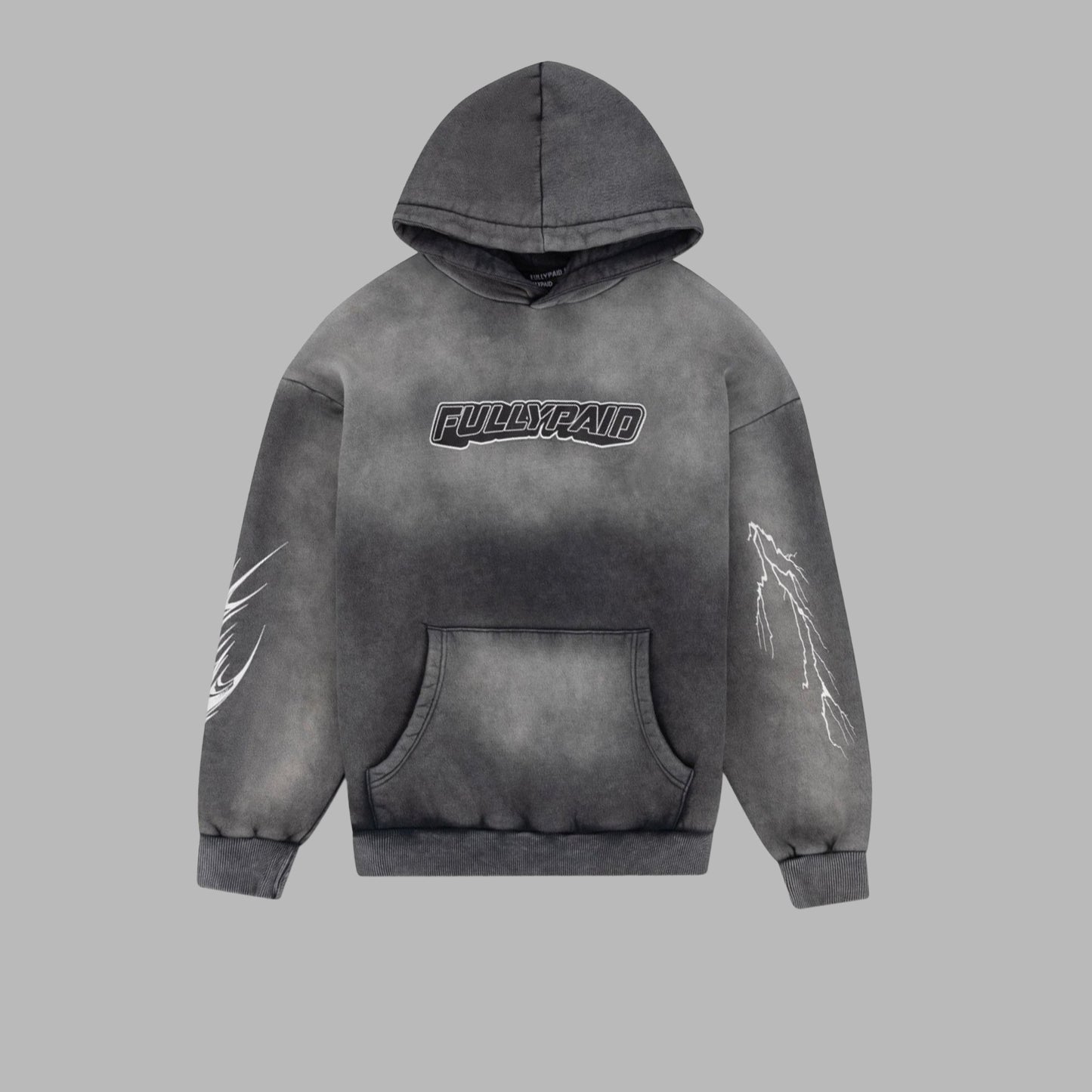 FELPA CON CAPPUCCIO ACID WASH | GRIGIO