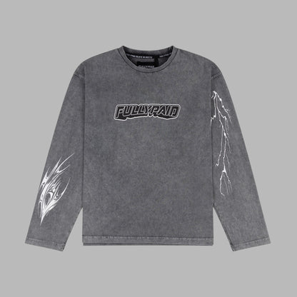 ACID WASH LONG SLEEVE TEE | GREY