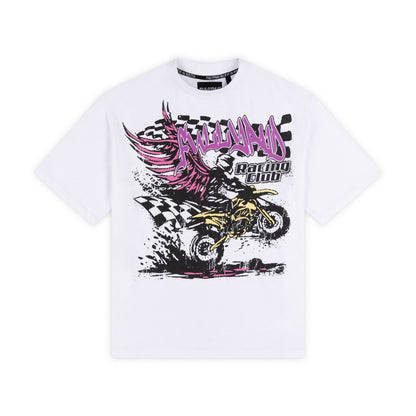 RACING CLUB T SHIRT | WHITE / PURPLE