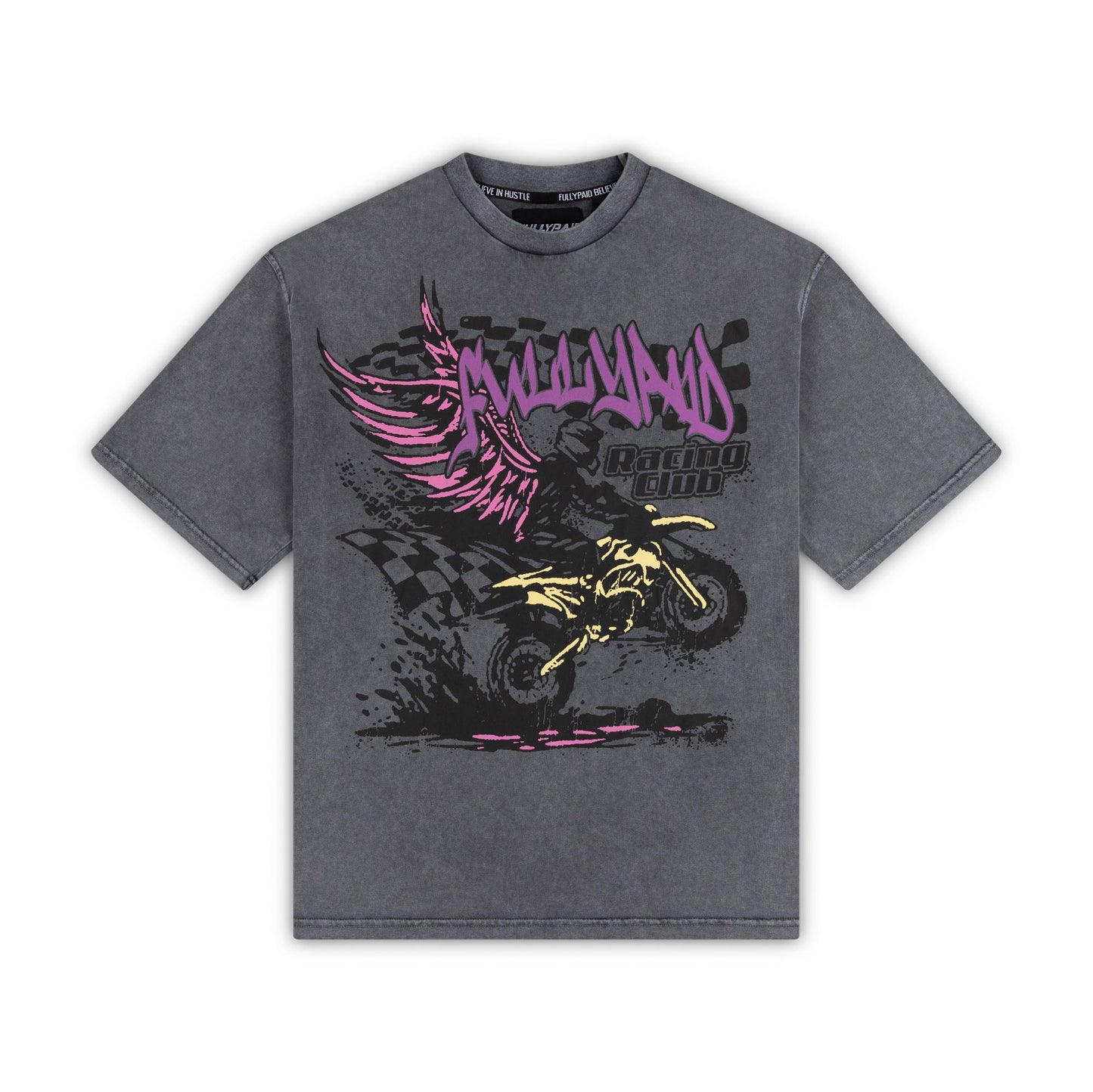 RACING CLUB T SHIRT | WHITE / PURPLE WASH GREY