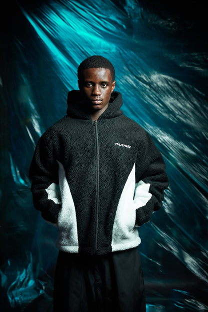 FULLYPAID  BLACK/ WHITE FLEECE JACKET
